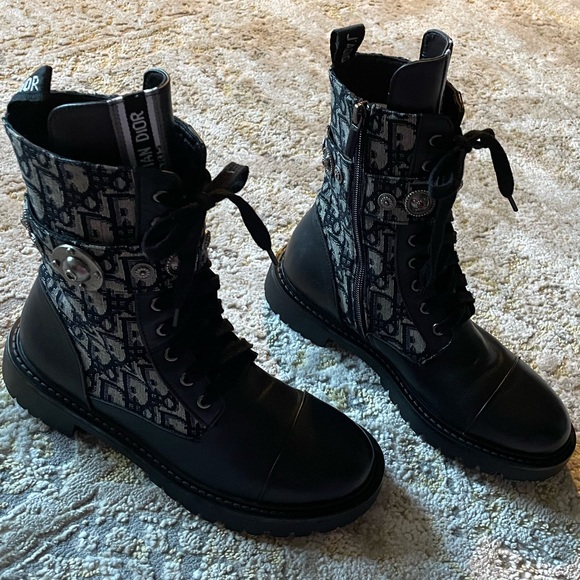 Dior Jacquard oblique combat boots size 8 - Picture 5 of 10